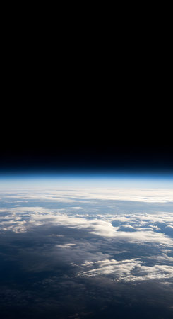 Stunning high-altitude view of Earth's curved horizon against deep space.