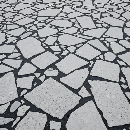 Rough Honed Palladiana Terrazzo Flooring: Large Marble Slabs, Dark Gray Matrix.