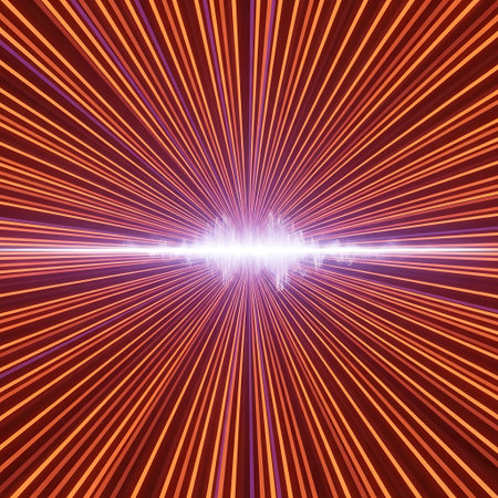 Abstract neon warp speed tunnel converging on spiritual energy core.
