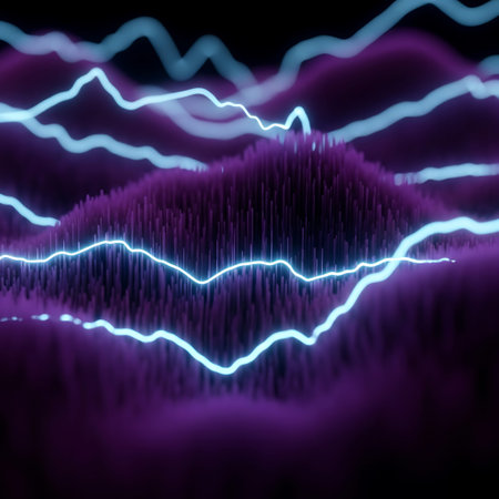 Cinematic 3D render of turbulent quantum wave energy paths.