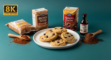 Gourmet baking ingredients for fresh homemade cookies composition still life.