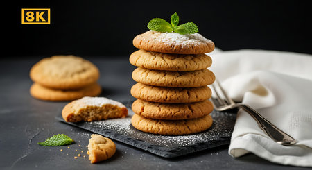 Elegant gourmet dessert presentation of thick bakery-style chocolate chip cookies.