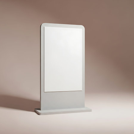Minimal corporate seminar entrance stand 3D render with empty signboard.