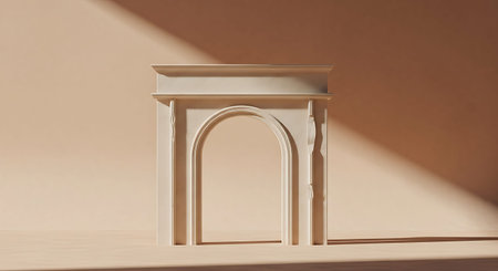 3d render of a white marble table with a shadow on the wallの写真素材