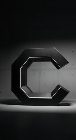 Metal letter C on a dark background. 3D rendered illustration.の写真素材