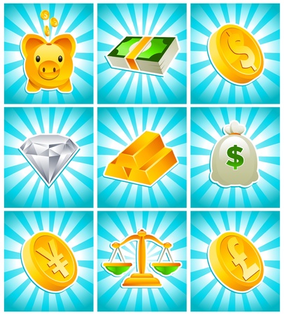 Gold, money and financial icons のイラスト素材