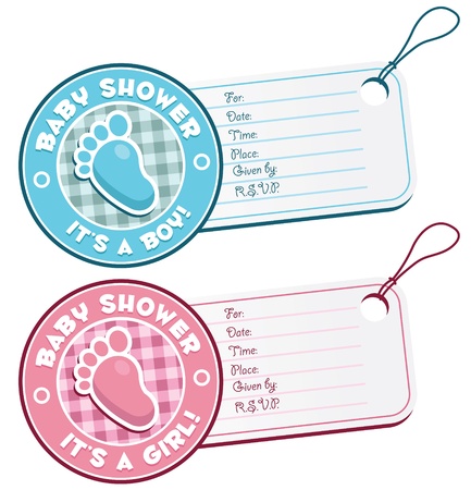 Baby Shower Foot Invitation Tagsのイラスト素材