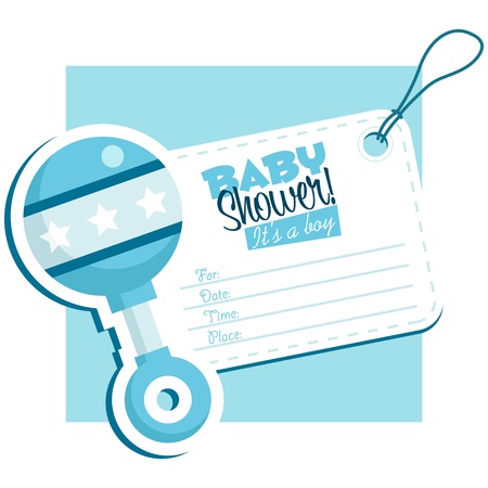 Blue baby rattle invitation cards のイラスト素材