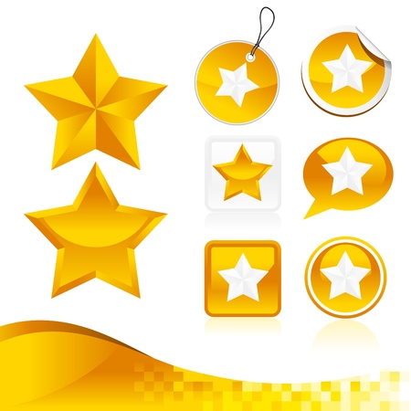  design kit of golden star icons with banner のイラスト素材