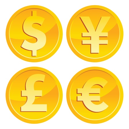 Vector set of shiny currency gold icons のイラスト素材