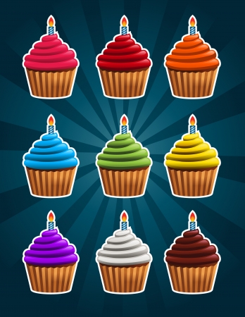  Birthday Cupcakes のイラスト素材