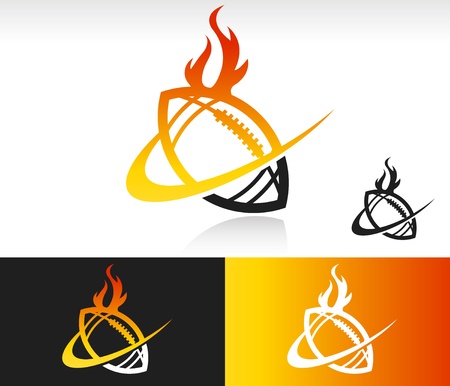 Football icon with fire and swoosh graphic element のイラスト素材
