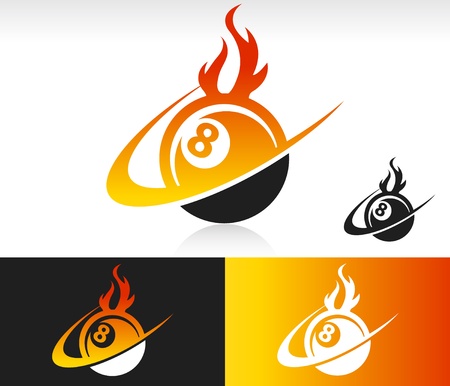 Eight ball icon with fire and swoosh graphic element のイラスト素材