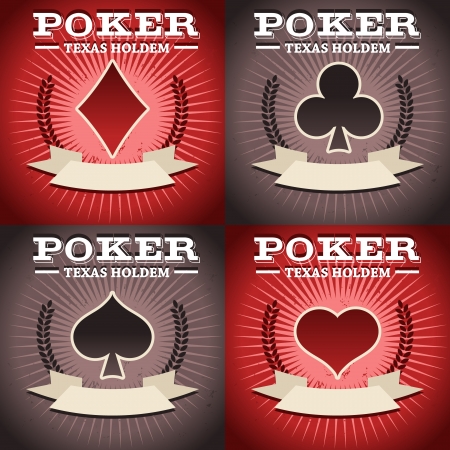 Set of poker game backgrounds with bannersのイラスト素材