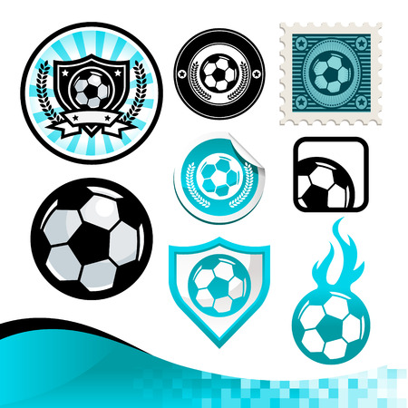 Design kit of emblems and icons with soccer ballsのイラスト素材
