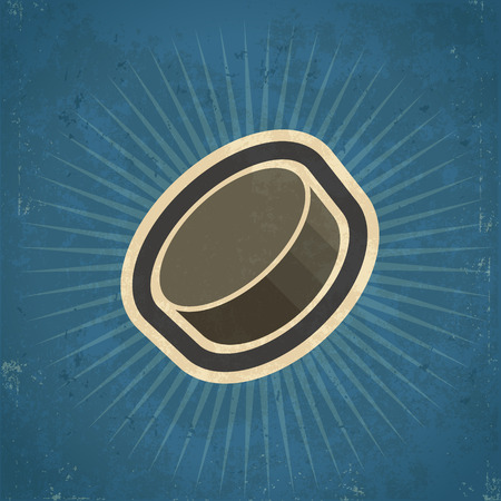 Retro grunge hockey puck illustrationのイラスト素材