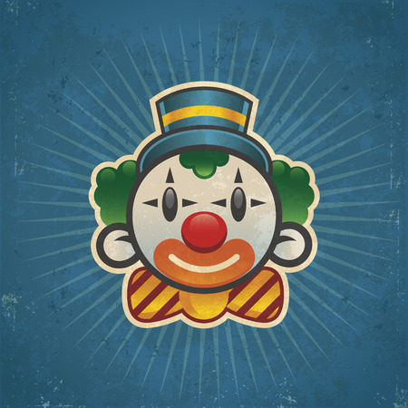 Retro grunge clown illustration on bursting backgroundのイラスト素材