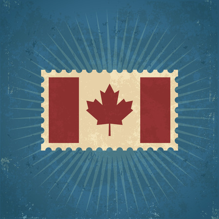 Retro Canada flag postage stamp illustrationのイラスト素材