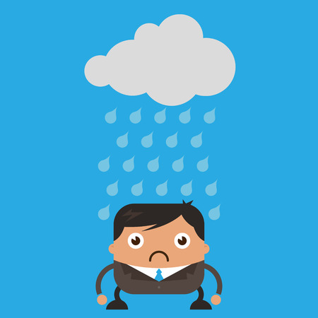 Illustration of cloud raining on sad business manのイラスト素材