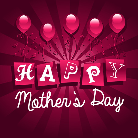 Happy mothers day greeting card with balloonsのイラスト素材