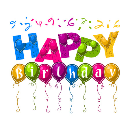 Birthday greeting card with party balloonsのイラスト素材