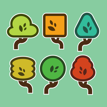 Set of various simple tree Iconsのイラスト素材