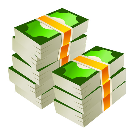 Stack of money isolated on whiteのイラスト素材
