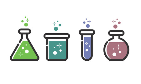 Set of test tube and beaker icons.のイラスト素材