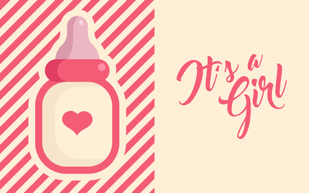 Girl Baby Shower Greeting card designのイラスト素材