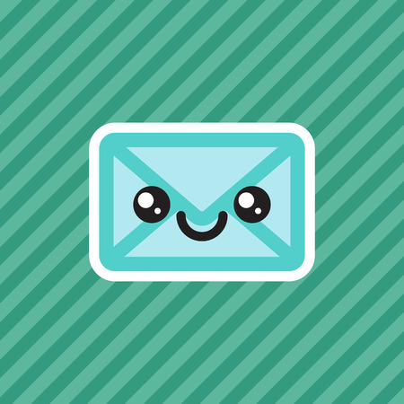 Cute smiling kawaii cartoon mail envelope iconのイラスト素材