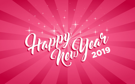 Happy new year 2019 pink greeting cardのイラスト素材
