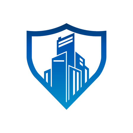 City Buildings Shield Security Logo Iconのイラスト素材