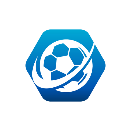 Soccer logo hexagon icon with swoosh designのイラスト素材
