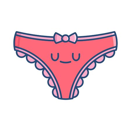 kawaii pink smiling panties cartoon illustration isolated on whiteのイラスト素材