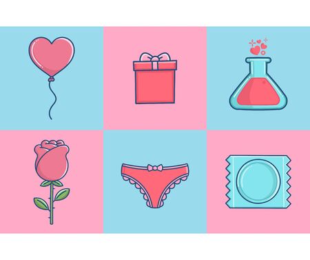 Collection of Valentines day celebration icons のイラスト素材