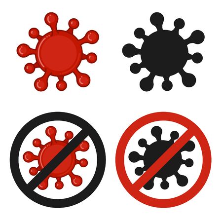 Stop corona virus icons isolated on white backgroundのイラスト素材