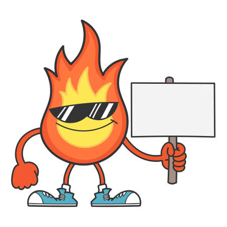 Smiling fireball with sunglasses cartoon isolated on whiteのイラスト素材