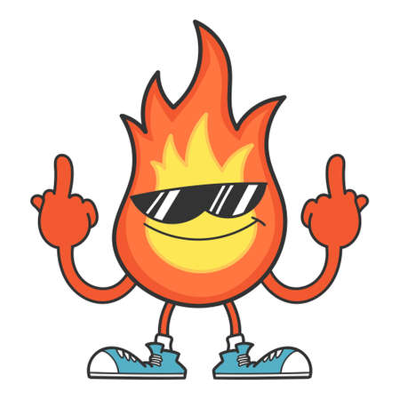 Smiling fireball with sunglasses cartoon isolated on whiteのイラスト素材