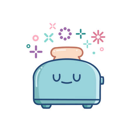 kawaii toaster icon cartoon illustration isolated on whiteのイラスト素材