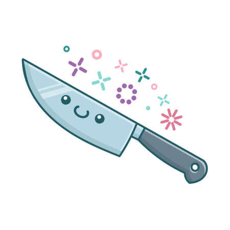 kawaii kitchen knife icon cartoon illustration isolated on white backgroundのイラスト素材