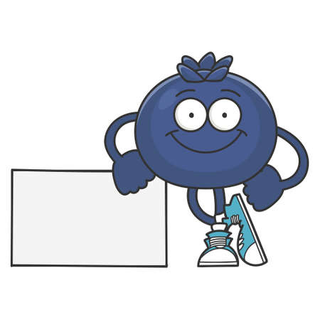 smiling blueberry fruit cartoon character isolated on white backgroundのイラスト素材