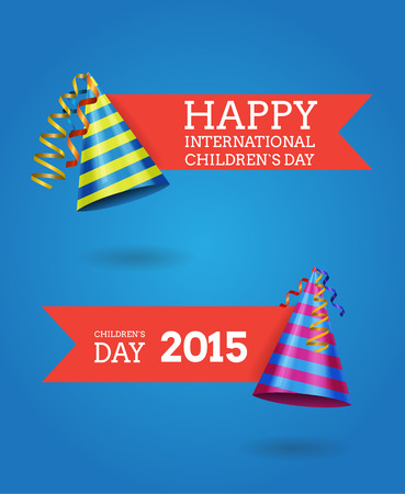 International children`s day vector labelsのイラスト素材
