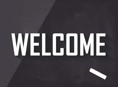 Welcome written on blackboard with chalk and long shadowのイラスト素材