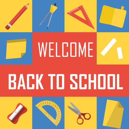 Set of school supplies flat design back to schoolのイラスト素材