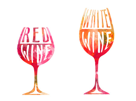 Wine glasses with colorful stamps and splitters designのイラスト素材