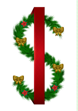 Christmas garland dollar money symbol  illustrationのイラスト素材