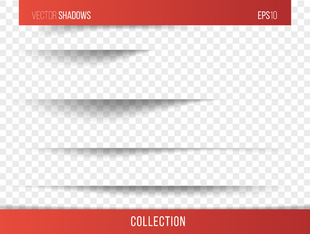 Realistic vector shadow with transparent background, set of transparent realistic linear paper shadow  vector illustrationのイラスト素材