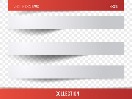 Realistic vector shadow with transparent background, set of transparent realistic linear paper shadow  vector illustrationのイラスト素材
