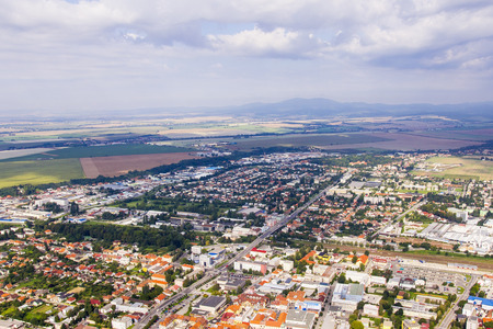 Aerial view of Topolcany, Slovakia, Slovak city Topolcany from planeの写真素材