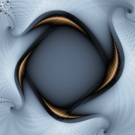 Frame element with fractal pattern of subtle curves, grey colour with light brown accentsの写真素材